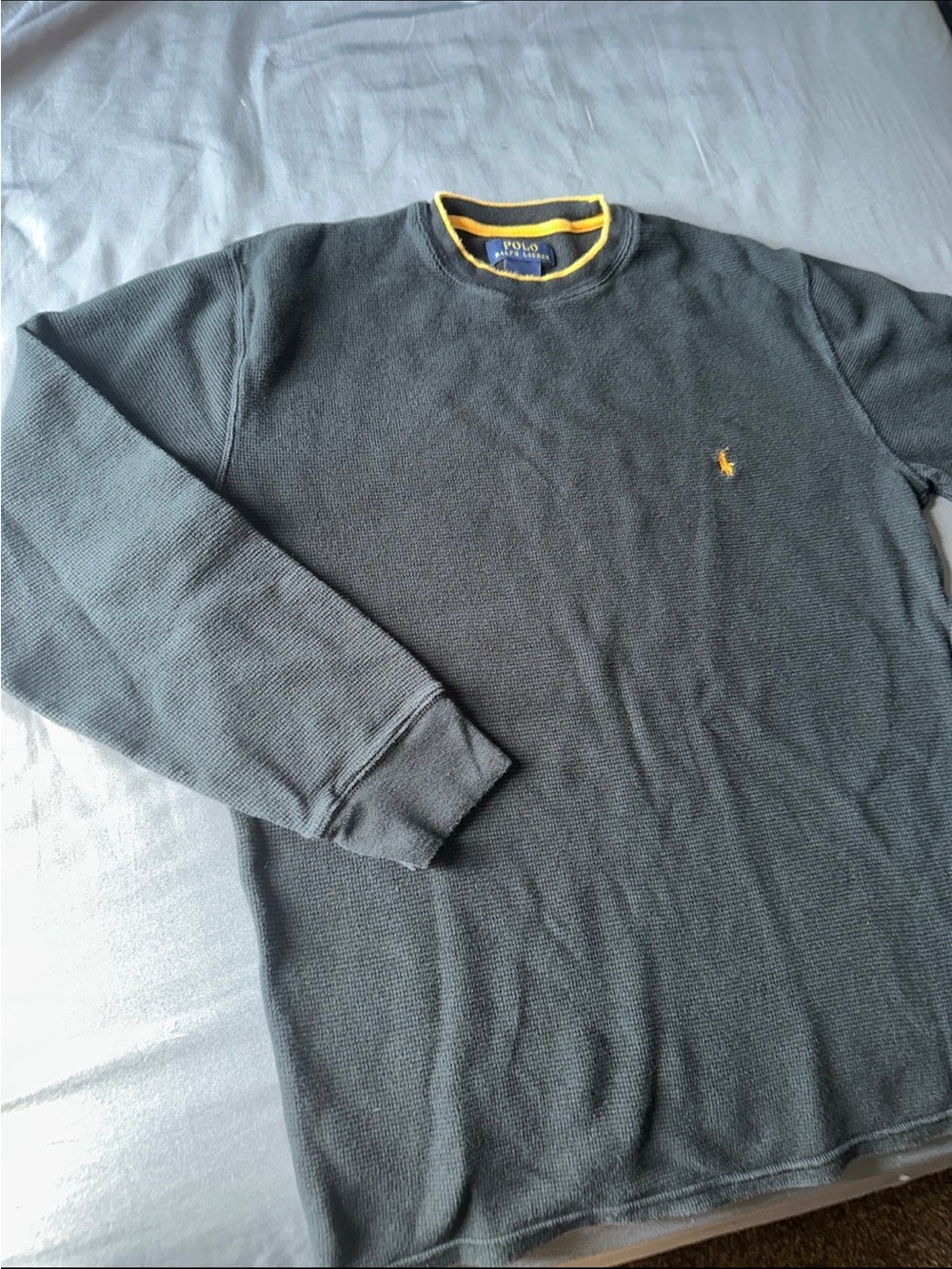 Polo Ralph Lauren Black Knit Crewneck Long Sleeve Sweater Sweatshirt Large